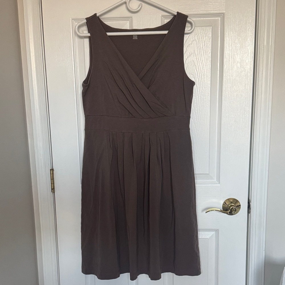 Lands' End Brown Sleeveless Midi Dress